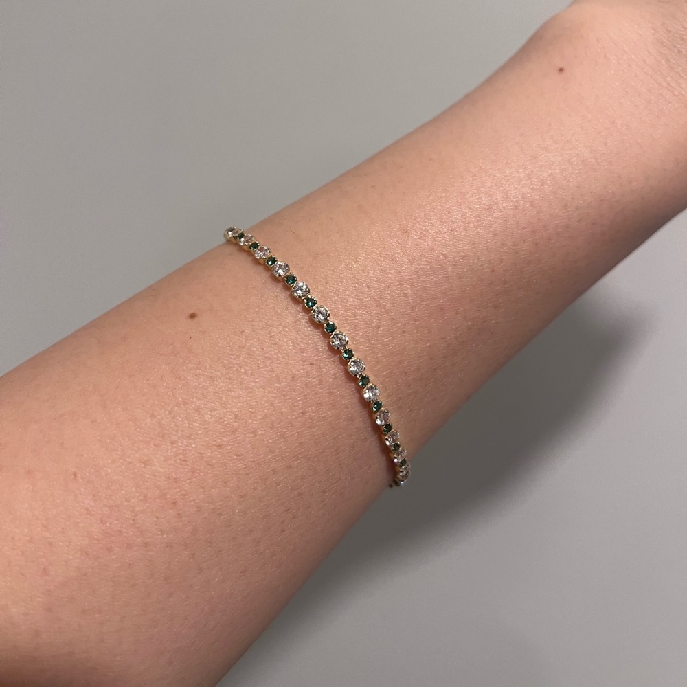 NWT Diamonique Emerald Tennis Diamond Bracelet